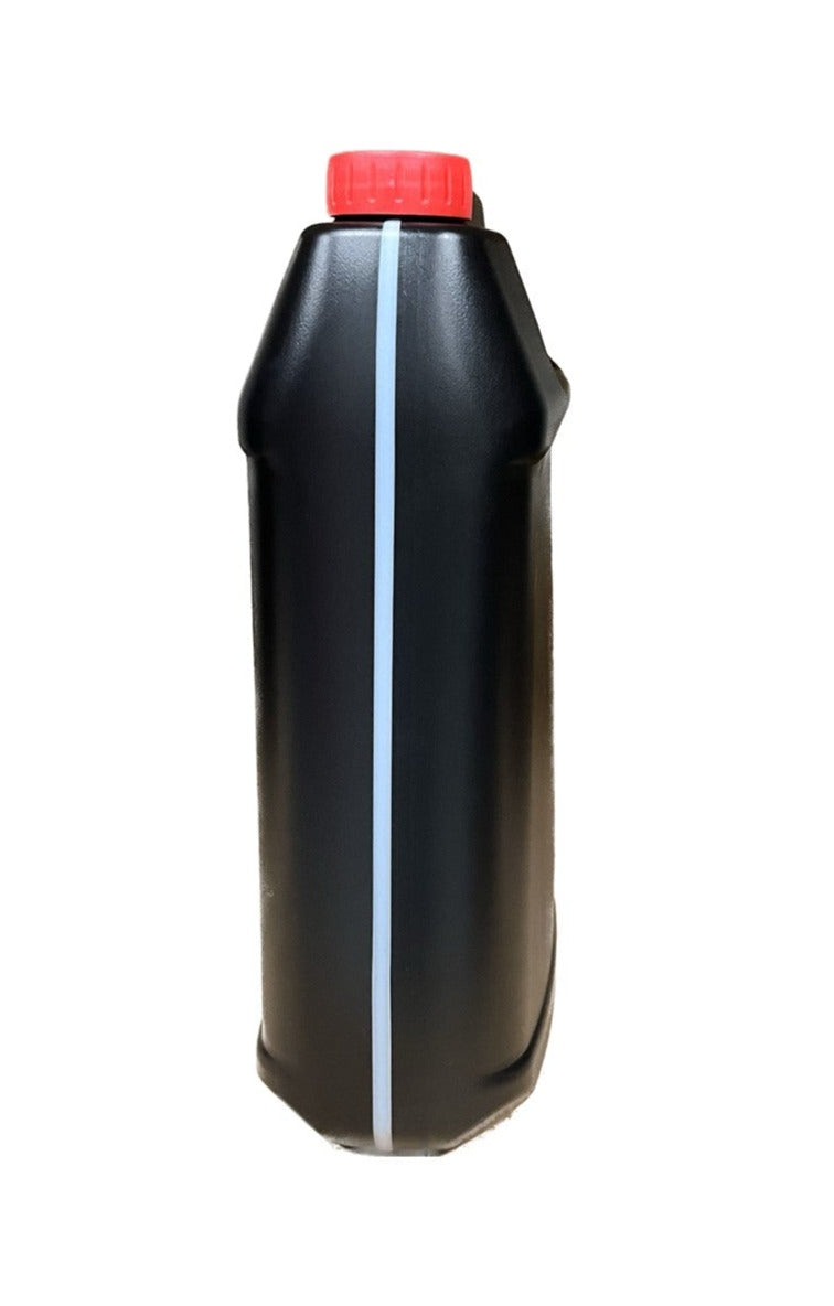 1 Gal Black HDPE Plastic F-Style Bottles w Line Red Cap w See Through Strip